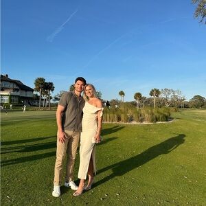 Showpo Cream Strapless Dress